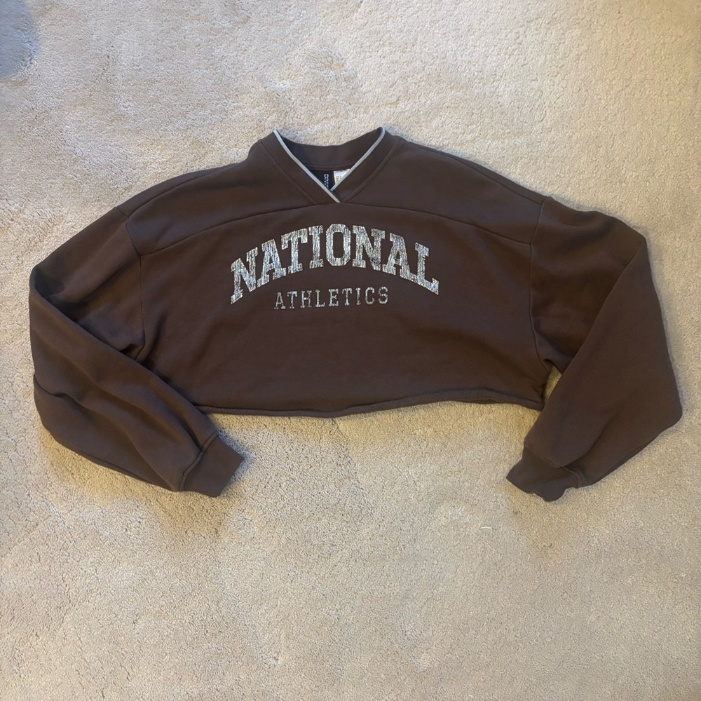 H&M Brown Cropped Sweatshirt